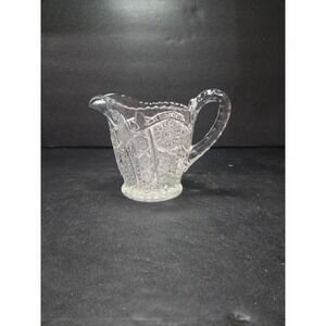 Indiana Glass Paneled Daisy Finecut Creamer, Small 8 Oz‎ Pitcher, Clear Glass